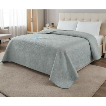 Narzuta 220x240 welurowa srebrna tłoczona gruba NP06